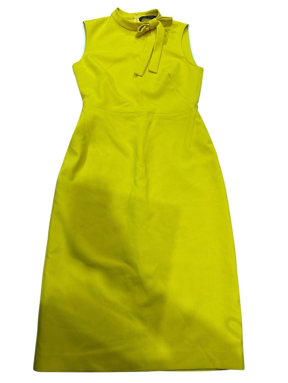 Zara Sleeveless Tie-Neck Midi Dress in Lime
